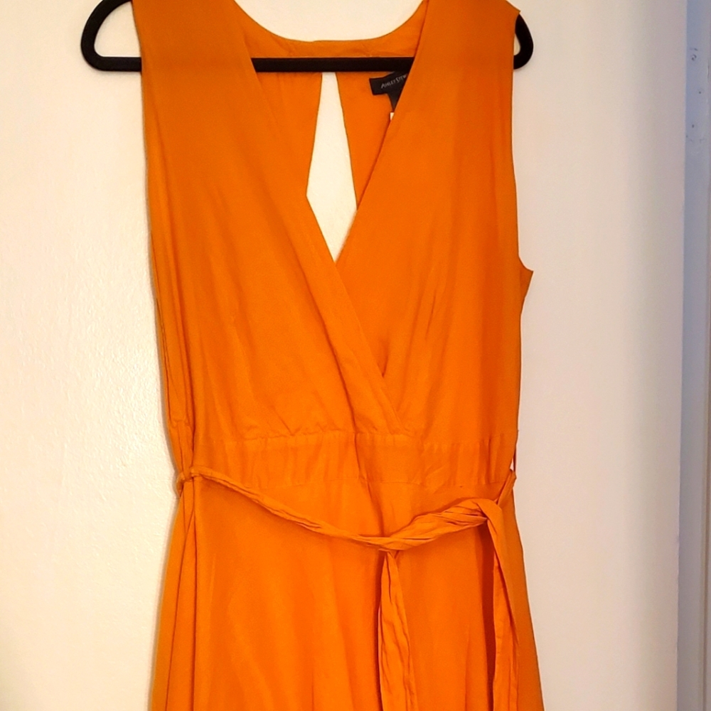 Orange Front Tie High Low Ashley Stewart 14W Dress